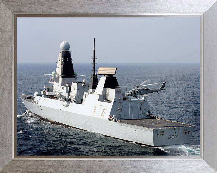 HMS Daring (D32) Photo Print - With Seahawk Helicopter 2012 - Royal Navy Type 45 Destroyer Posters, Prints, & Visual Artwork Hampshire Prints 10 x 8 Silver Frame No