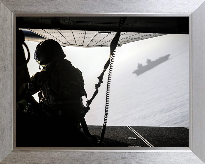 Merlin Mk4 Helicopter Aircrew Photo Print - Royal Navy Aircraft Hampshire Prints 10 x 8 Silver Frame No