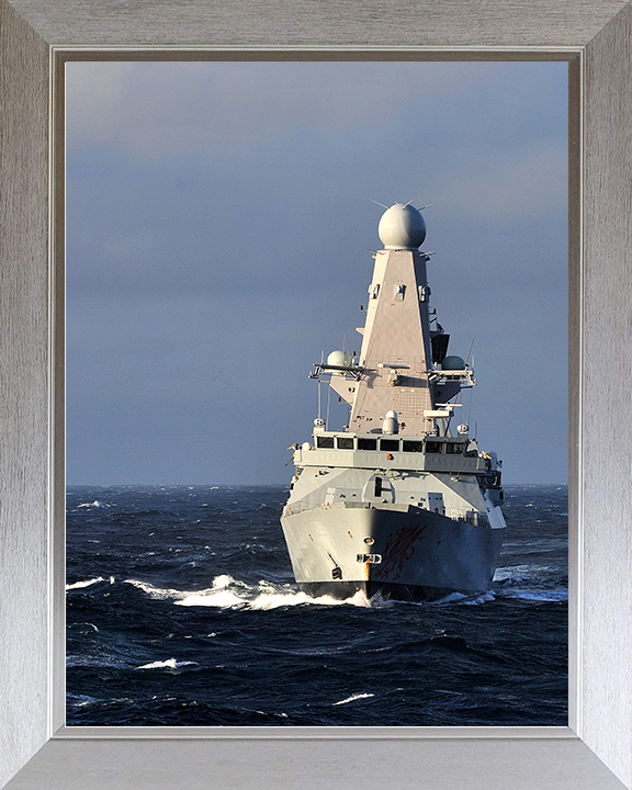 HMS Dragon (D35) Royal Navy Type 45 Destroyer Bow View Portrait Photo Print Wall Art Decor Posters, Prints, & Visual Artwork Hampshire Prints 10 x 8 Silver Frame No