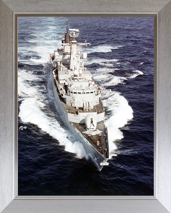 HMS Cumberland (F85) Royal Navy Type 22 Frigate Underway High Bow View Photo Print Wall Art Decor Posters, Prints, & Visual Artwork Hampshire Prints 10 x 8 Silver Frame No