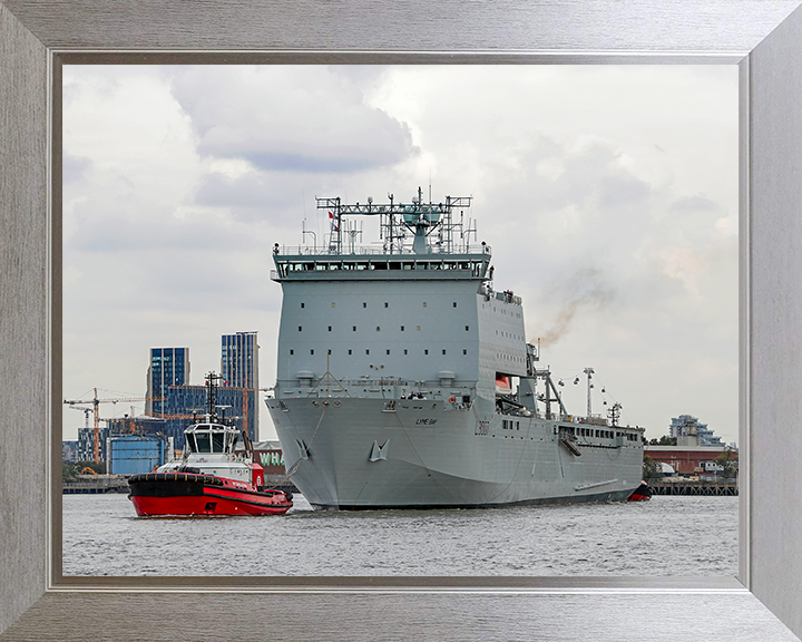 RFA Lyme Bay (L3007) Photo Print - With Tugs - Royal Fleet Auxiliary Bay Class Ship Hampshire Prints 10 x 8 Silver Frame No