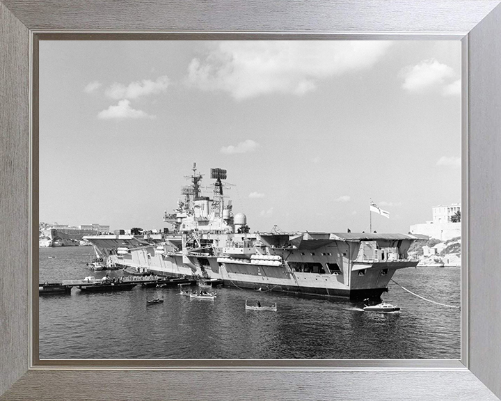 HMS Ark Royal (R09) Royal Navy Audacious Class Aircraft Carrier Alongside Photo Print Wall Art Decor Posters, Prints, & Visual Artwork Hampshire Prints 10 x 8 Silver Frame No