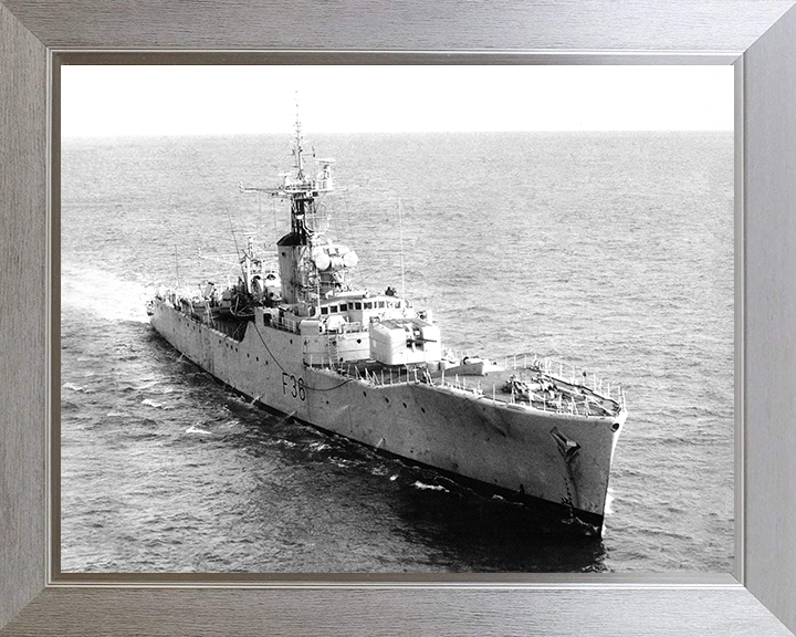 HMS Whitby (F36) Photo Print - At Sea 1962 - Royal Navy Whitby Class Frigate Posters, Prints, & Visual Artwork Hampshire Prints 10 x 8 Silver Frame No