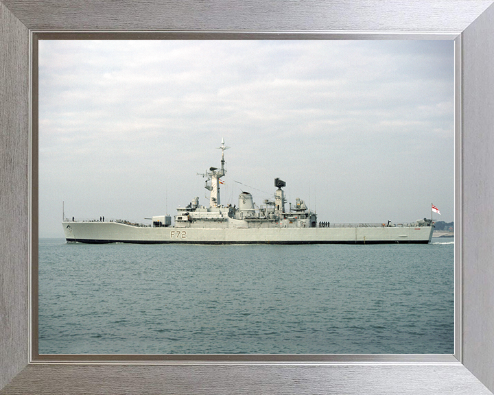 HMS Ariadne (F72) Royal Navy Leander Class Frigate Port Beam View In Colour Photo Print Wall Art Decor Posters, Prints, & Visual Artwork Hampshire Prints 10 x 8 Silver Frame No
