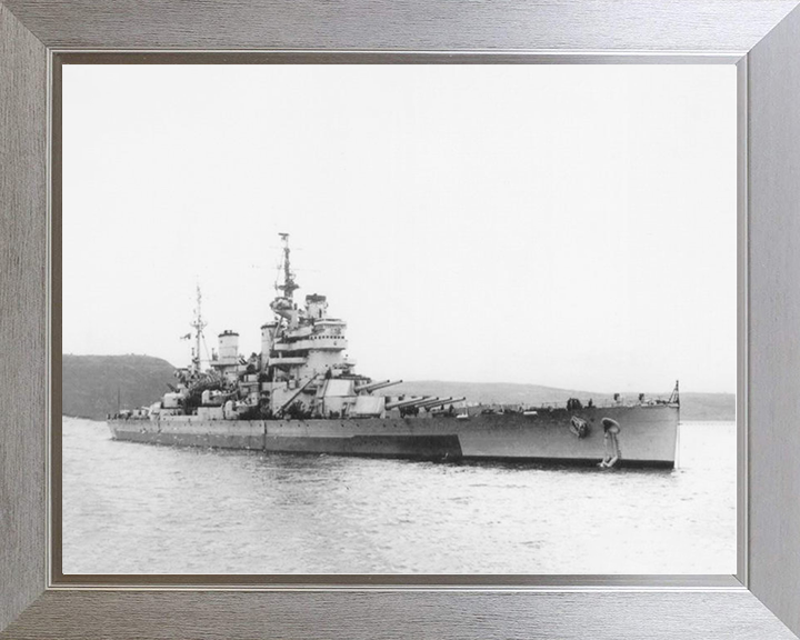 HMS Anson (79) Royal Navy King George V Class Battleship Starboard View Photo Print Wall Art Decor Posters, Prints, & Visual Artwork Hampshire Prints 10 x 8 Silver Frame No