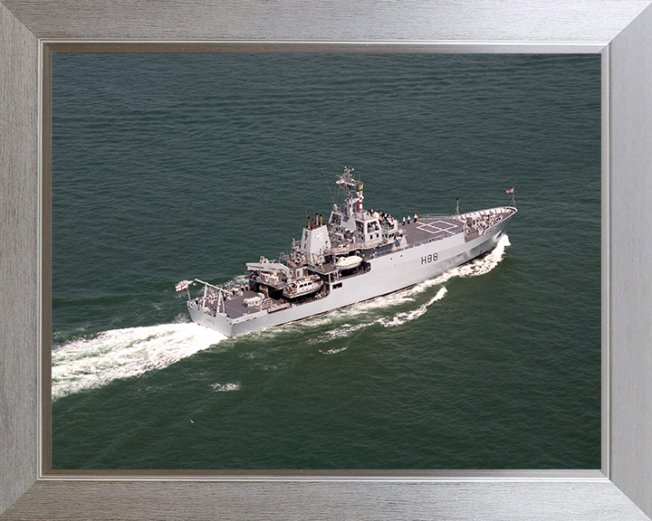 HMS Enterprise (H88) Photo Print - Fleet Review 2005 - Royal Navy Hydrographic Survey Vessel Hampshire Prints 10 x 8 Silver Frame No