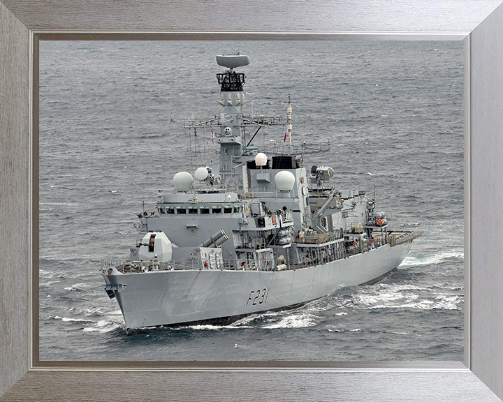 HMS Argyll (F231) Photo Print - Caribbean 2014 - Royal Navy Type 23 Frigate Hampshire Prints 10 x 8 Silver Frame No