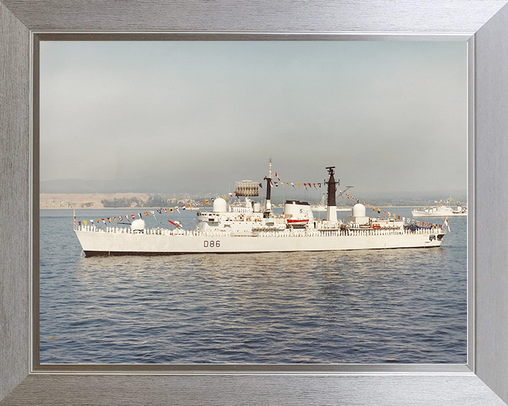 HMS Birmingham (D86) Royal Navy Type 42 Destroyer Dress Ship Photo Print Wall Art Decor Posters, Prints, & Visual Artwork Hampshire Prints 10 x 8 Silver Frame No