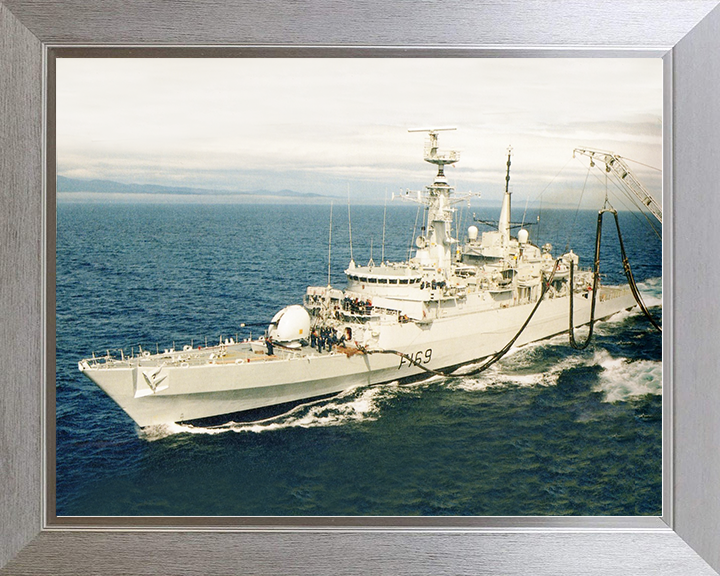 HMS Amazon (F169) Royal Navy Type 21 Frigate During a RAS Photo Print Wall Art Decor Posters, Prints, & Visual Artwork Hampshire Prints 10 x 8 Silver Frame No