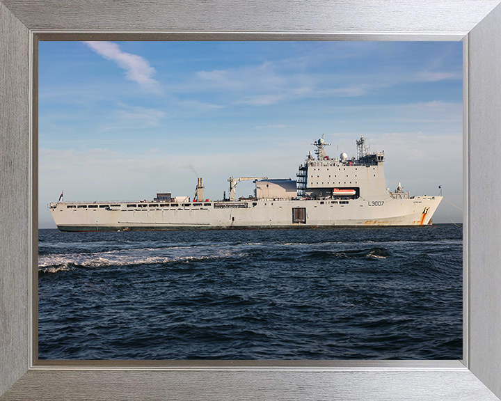 RFA Lyme Bay (L3007) Photo Print - Starboard Beam 2025 - Royal Fleet Auxiliary Bay Class Ship Hampshire Prints 10 x 8 Silver Frame No