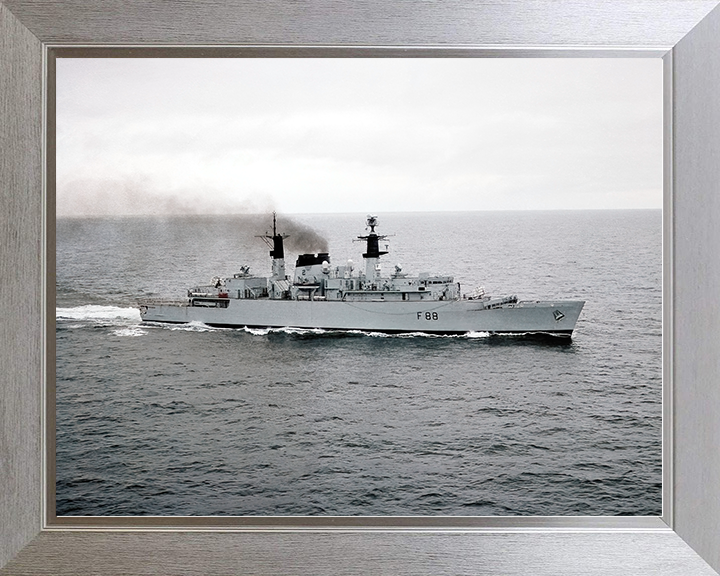 HMS Broadsword (F88) Royal Navy Type 22 Frigate Starboard Beam View Photo Print Wall Art Decor Posters, Prints, & Visual Artwork Hampshire Prints 10 x 8 Silver Frame No