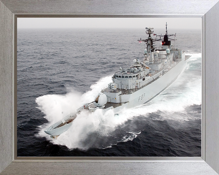 HMS Chatham (F87) Royal Navy Type 22 Frigate In Rough Sea Photo Print Wall Art Decor Posters, Prints, & Visual Artwork Hampshire Prints 10 x 8 Silver Frame No