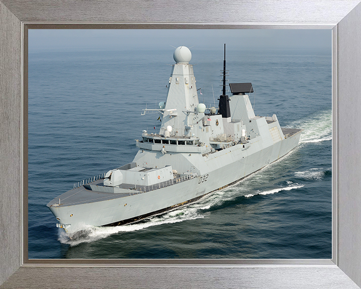 HMS Daring (D32) Royal Navy Type 45 Destroyer Underway Port Side View Photo Print Wall Art Decor Posters, Prints, & Visual Artwork Hampshire Prints 10 x 8 Silver Frame No