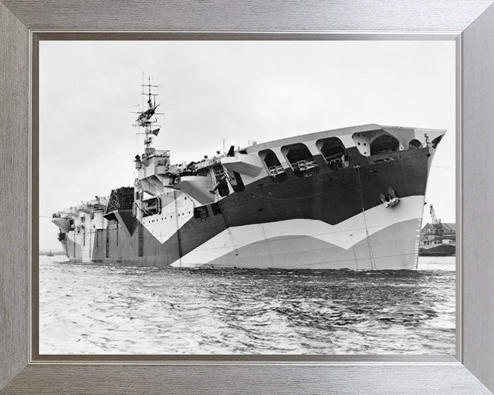 HMS Pretoria Castle (F61) Photo Print - At Anchor - Royal Navy Merchant Cruiser Hampshire Prints 10 x 8 Silver Frame No