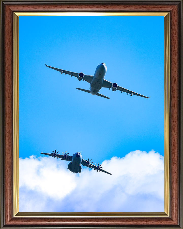 RAF Voyager and A400M Atlas in flight Photo Print - Royal Air Force Aircraft Hampshire Prints 10 x 8 Classic Frame No