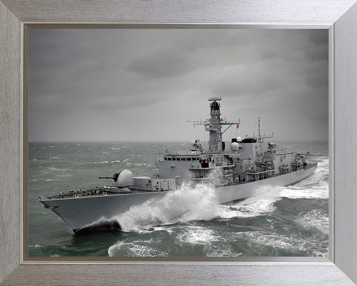 HMS Kent (F78) Photo Print - at sea 2010 - Royal Navy Type 23 Frigate Hampshire Prints 10 x 8 Silver Frame No
