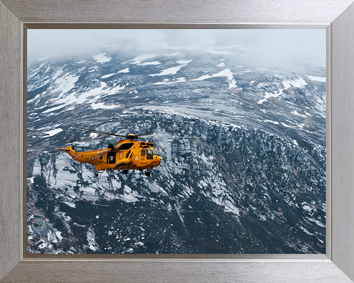 RAF (SAR) Sea King Helicopter Over The Cairngorms Photo Print - Royal Air Force Aircraft Posters, Prints, & Visual Artwork Hampshire Prints 10 x 8 Silver Frame No