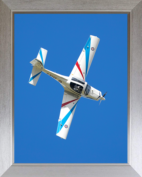 RAF Grob 115E Tutor aircraft in flight Photo Print - Royal Air Force Aircraft Hampshire Prints 10 x 8 Silver Frame No