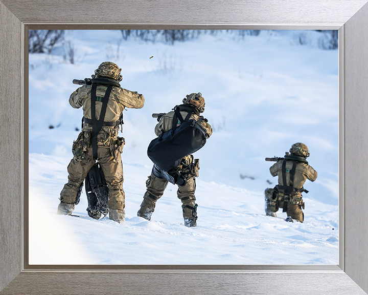 Royal Marines beach assault live firing Photo Print 30 Commando Wall Art Military Decor UK Poster Posters, Prints, & Visual Artwork Hampshire Prints 10 x 8 Silver Frame No