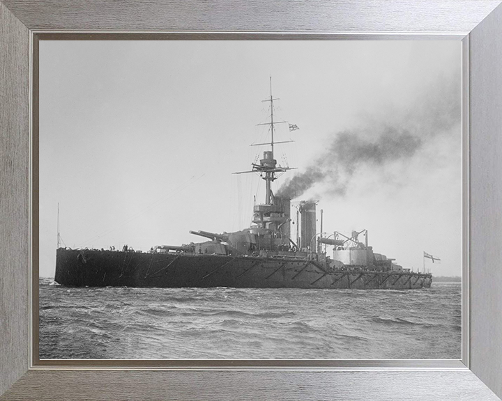 HMS Audacious (1912) Royal Navy King George V Class Battleship Port Side View Photo Print Wall Art Decor Posters, Prints, & Visual Artwork Hampshire Prints 10 x 8 Silver Frame No