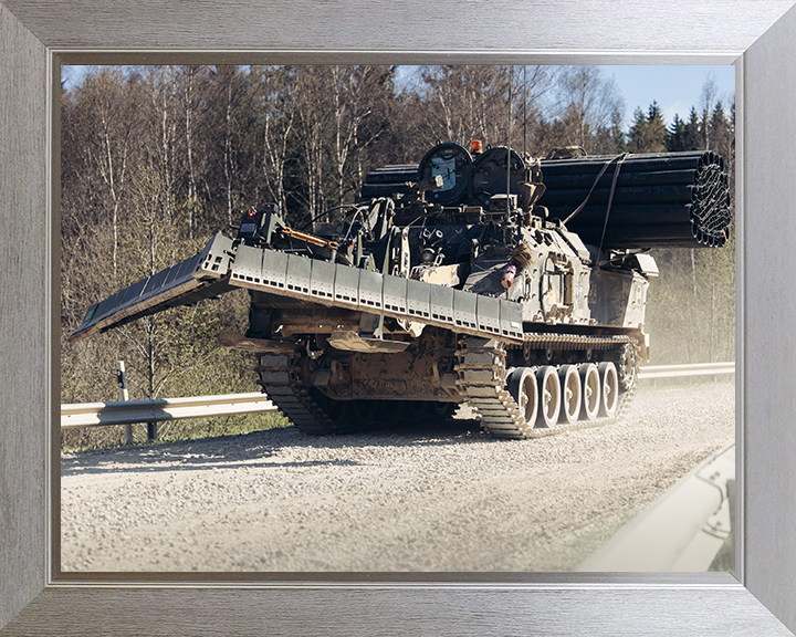 Terrier Armoured Digger Photo Print - British Army Vehicle Hampshire Prints 10 x 8 Silver Frame No