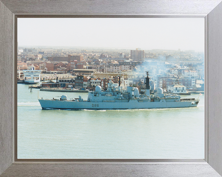 HMS Birmingham (D86) Royal Navy Type 42 Destroyer Passing Old Portsmouth Photo Print Wall Art Decor Posters, Prints, & Visual Artwork Hampshire Prints 10 x 8 Silver Frame No