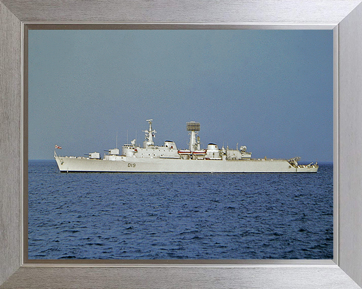 HMS Glamorgan (D19) Photo Print - Port Beam View - Royal Navy County Class Destroyer Hampshire Prints 10 x 8 Silver Frame No