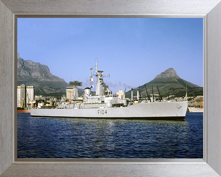 HMS Dido (F104) Royal Navy Leander Class Frigate Leaving Harbour Photo Print Wall Art Decor Posters, Prints, & Visual Artwork Hampshire Prints 10 x 8 Silver Frame No