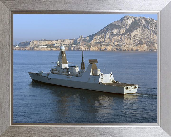 HMS Diamond (D34) Photo Print - Off Gibraltar 2012 - Royal Navy Type 45 Destroyer Posters, Prints, & Visual Artwork Hampshire Prints 10 x 8 Silver Frame No
