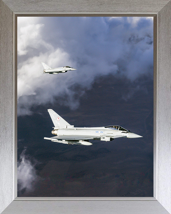 RAF 6 Squadron Typhoons in flight Portrait Photo Print - Royal Air Force Aircraft Hampshire Prints 10 x 8 Silver Frame No