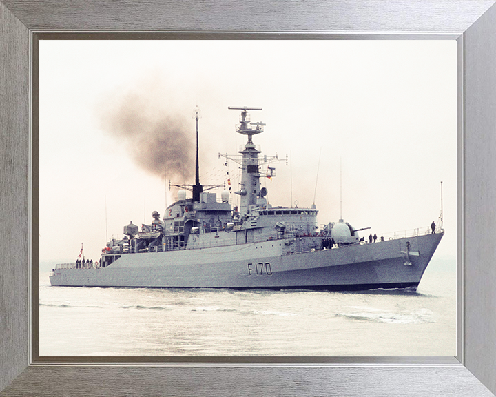 HMS Antelope (F170) Royal Navy Type 21 Frigate Starboard View in Colour Photo Print Wall Art Decor Posters, Prints, & Visual Artwork Hampshire Prints 10 x 8 Silver Frame No