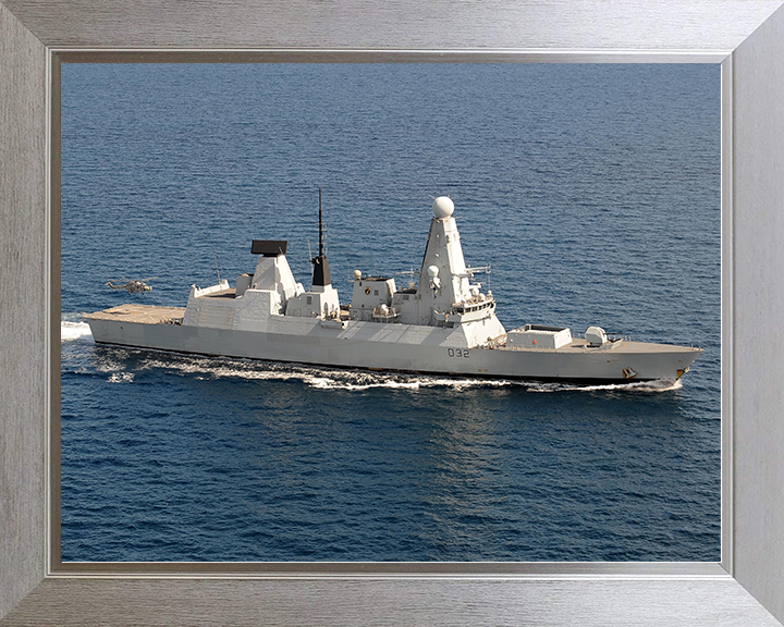 HMS Daring (D32) Royal Navy Type 45 Destroyer High Starboard Beam View Photo Print Wall Art Decor Posters, Prints, & Visual Artwork Hampshire Prints 10 x 8 Silver Frame No