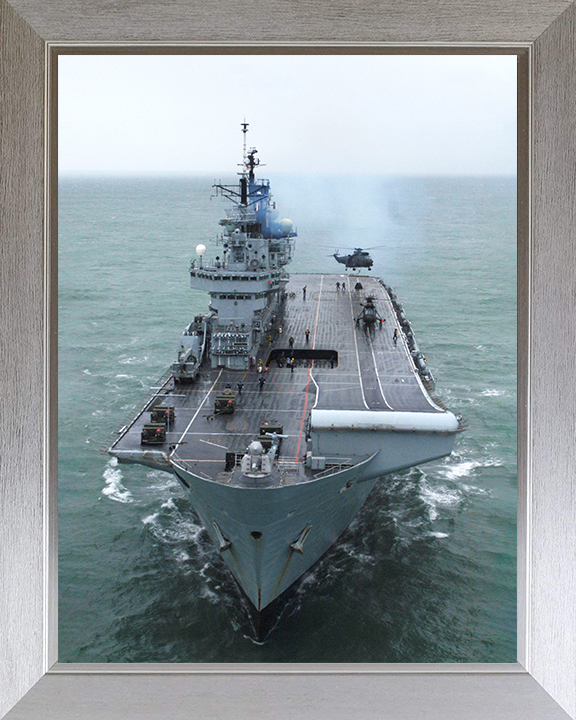 HMS Illustrious (R06) Photo Print - Bow View 2009 - Royal Navy Invincible Class Aircraft Carrier Hampshire Prints 10 x 8 Silver Frame No