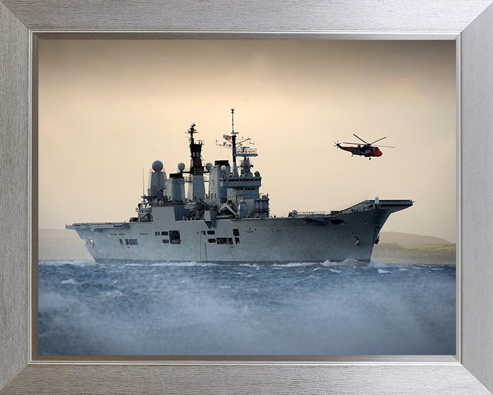 HMS Ark Royal (R07) Photo Print - Off Scotland 2010 - Royal Navy Invincible Class Aircraft Carrier Hampshire Prints 10 x 8 Silver Frame No