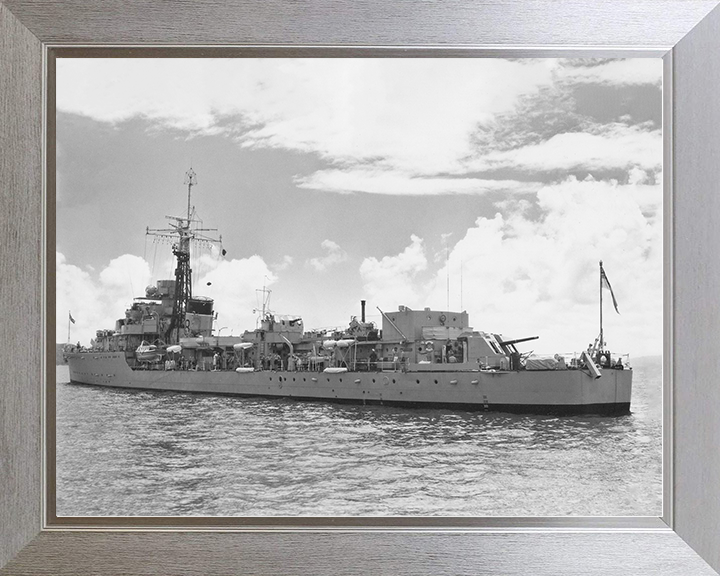 HMS Cheviot (R90) (D90) Royal Navy C Class Destroyer Port Side View Photo Print Wall Art Decor Posters, Prints, & Visual Artwork Hampshire Prints 10 x 8 Silver Frame No