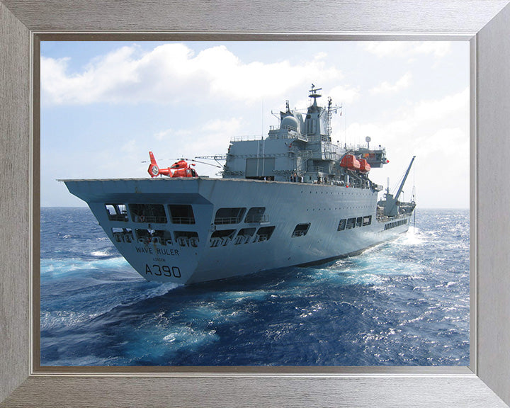 RFA Wave Ruler (A390) Photo Print - Starboard Quarter View - Royal Fleet Auxiliary Wave Class Fleet Tanker Hampshire Prints 10 x 8 Silver Frame No