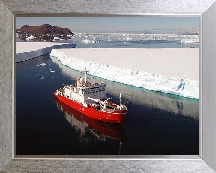 HMS Endurance (A171) Photo Print - Antarctic 2007 - Royal Navy Ice Breaker Patrol Ship Hampshire Prints 10 x 8 Silver Frame No