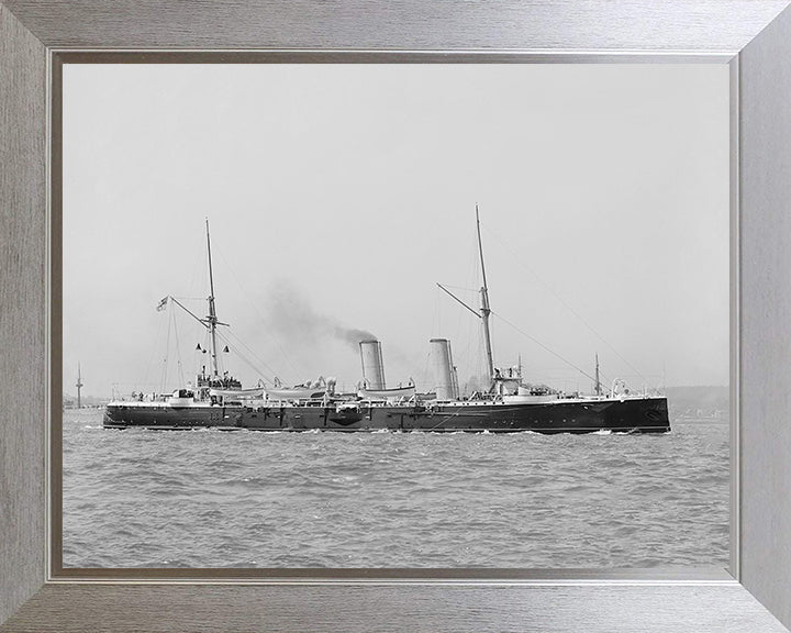 HMS Magicienne (1890) Photo Print - Starboard View - Royal Navy Marathon Class Cruiser Hampshire Prints 10 x 8 Silver Frame No