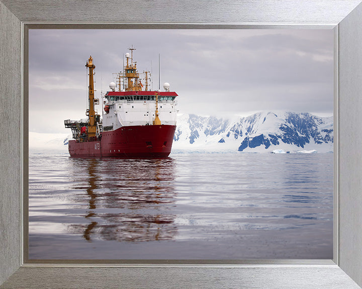 HMS Protector (A173) Photo Print - Starboard Bow - Royal Navy Ice Patrol Vessel Hampshire Prints 10 x 8 Silver Frame No