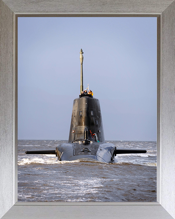 HMS Astute (S119) Photo Print - Bow View 2009 - Royal Navy Astute Class Submarine Hampshire Prints 10 x 8 Silver Frame No