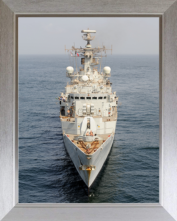 HMS Cumberland (F85) Royal Navy Type 22 Frigate High Bow View Photo Print Wall Art Decor Posters, Prints, & Visual Artwork Hampshire Prints 10 x 8 Silver Frame No