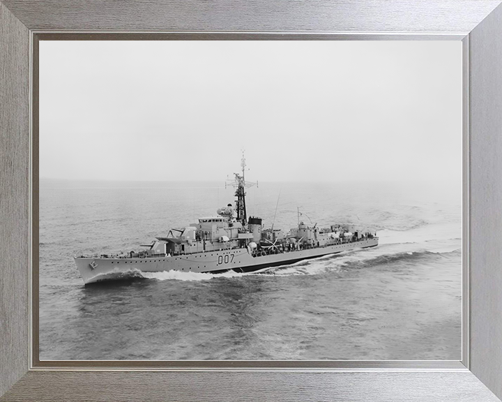 HMS Caesar (D07) (R07) Royal Navy C Class Destroyer Port Side View Photo Print Wall Art Decor Posters, Prints, & Visual Artwork Hampshire Prints 10 x 8 Silver Frame No