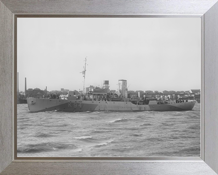 HMS Columbine (K94) Royal Navy Flower Class Corvette Port Side View Photo Print Wall Art Decor Posters, Prints, & Visual Artwork Hampshire Prints 10 x 8 Silver Frame No
