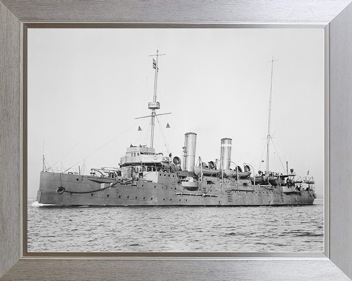 HMS Bonaventure (1892) Royal Navy Astraea Class Cruiser Port Side View Photo Print Wall Art Decor Posters, Prints, & Visual Artwork Hampshire Prints 10 x 8 Silver Frame No
