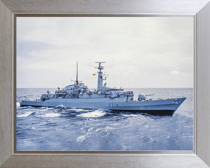 HMS Alacrity (F174) Royal Navy Type 21 Frigate Underway Photo Print Wall Art Naval Decor Posters, Prints, & Visual Artwork Hampshire Prints 10 x 8 Silver Frame No