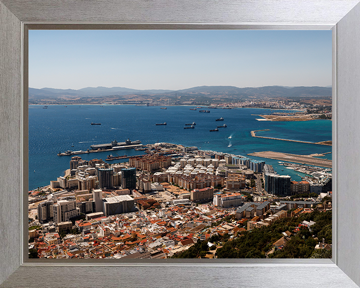 HMS Prince of Wales (R09) Photo Print - Gibraltar - Royal Navy Queen Elizabeth Class Aircraft Carrier Hampshire Prints 10 x 8 Silver Frame No