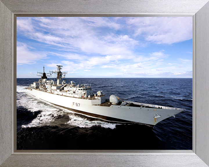 HMS Chatham (F87) Photo Print - Mediterranean 2010 - Royal Navy Type 22 Frigate Hampshire Prints 10 x 8 Silver Frame No
