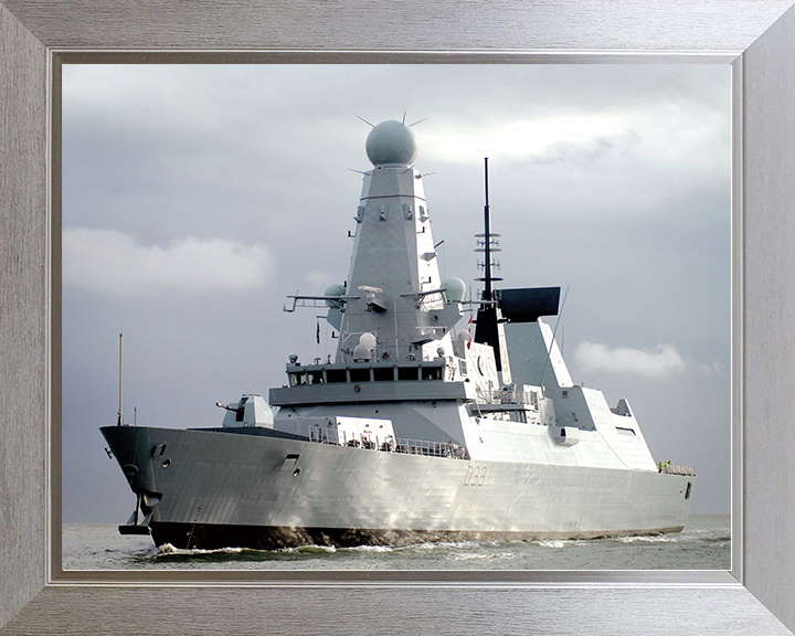 HMS Dauntless (D33) Royal Navy Type 45 Destroyer Low Port Bow View Photo Print Wall Art Decor Posters, Prints, & Visual Artwork Hampshire Prints 10 x 8 Silver Frame No