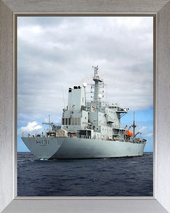 HMS Scott (H131) Photo Print - At Sea 2007 - Royal Navy Ocean Survey Vessel Hampshire Prints 10 x 8 Silver Frame No