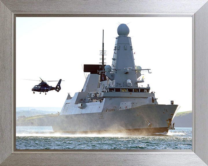 HMS Daring (D32) Photo Print - Off Plymouth 2010 - Royal Navy Type 45 Destroyer Posters, Prints, & Visual Artwork Hampshire Prints 10 x 8 Silver Frame No